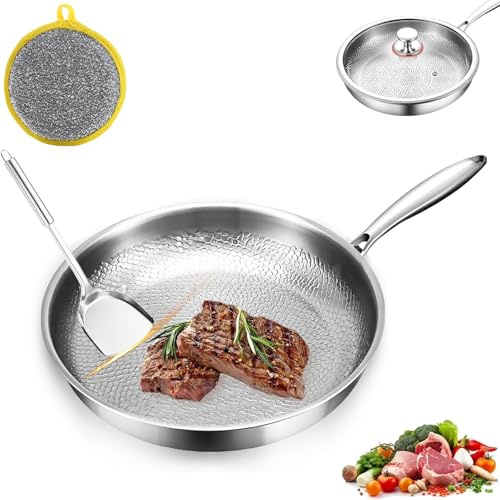 Gienslru Tovara Titanium Pro, padella in titanio non rivestita, TitaniumPro Titanium Hammered Pan Pro with Lid, padella antiaderente in titanio 26/28/30 cm for Cooking (10,23 in, No Lid)