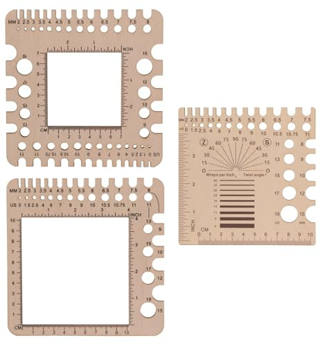 Keboyoe 3 Pezzi Calibro per Ferri da Maglia in Legno Righello Uncinetti | Uncinetto Misura Ferris da Maglias Righello in Legno Uncinetti Misura Ferris de Maglias Strumento(3 specifiche)