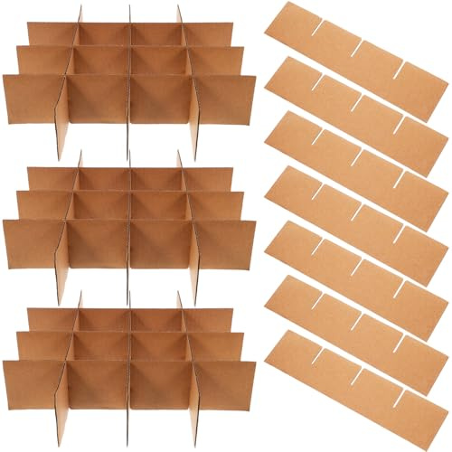 SECFOU 24PCS Cardboard Box Dividers for Glassware Packing Corrugated Paper Partitions for Shipping Boxes Easy-Assembly Protective Packaging Inserts for Moving and Storage