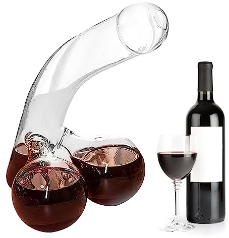 DAWRIS Funny Decanter Set, Unique Glass Container for Scotch Whisky & Wine, 550 ml Carafe, Funny Gift