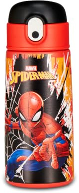 Seven Kid Spiderman-flaska, blå 460 ml, rostfritt stål, BPA-fri, lufttät, varm 12 timmar/kall 24 h, läckagesäker, återanvändbar, skola, sport, resor, barn, presentidé