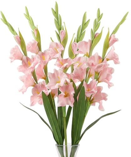 Faticenic 6 st konstgjorda gladiolus, 55,8 cm realistiska höga konstgjorda blommor för vas, verklighetstrogna fuskblommor för bröllop hem hotelldekor (stil 2), gladiolus