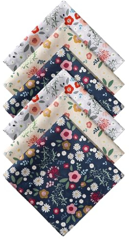 HOULIFE Taschentücher mit Blumenmuster für Damen, 100 % Baumwolle, 60er-Jahre-Baumwolle, buntes Blumendruck, Einstecktücher für Damen, Mädchen, Studenten, 6/12 Stück, 34 x 34 cm, mehrfarbig, 34x34cm