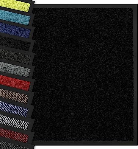 Schmutzfangmatte BRIGHT - Premium Fußmatte einfarbig - Schwarz 60x90 cm | Bunte Fußmatte in vielen Größen für innen - Türmatte für Innenbereiche, Eingangsbereich - Fußabstreifer in attraktiver Optik