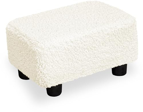 CAROLMADE Small Foot Stool Ottoman Footstool with Legs Under Desk Footrest for Living Room Bedroom and Office, Soft Ivory White