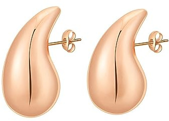 TOEECY Tropfenform Ohrstecker Silber Glänzend Hohldesign Ohrringe Stilvoll Elegant Schmuck Damen Hochwertig Statement Tropfen Stecker
