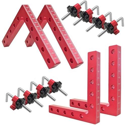 90 Degree Positioning Squares Right Angle Clamps for Woodworking - 4 Pack 5.5Aluminum Alloy Woodworking Corner Clamps, for Picture Frame, Cabinet, Boxes, Drawers (4Pack 5.5'')