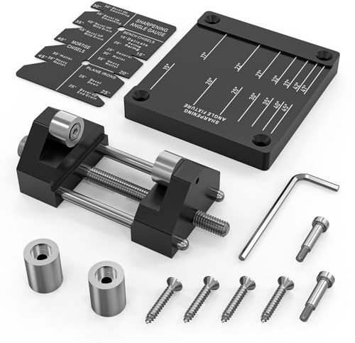 Ziopetru Precision Chisel Sharpening Jig Kit, Honing Guide System for Woodworking Chisels and Planes (5/32 to 3), Chisel Honing Guide with Adjustable Angle Fixture and Angle Gauge