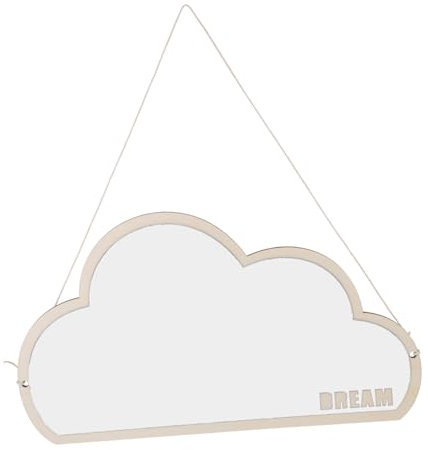 ULDIGI Cloud Shape Wandspiegel Mit Holzrahmen Dekorativer Bohemian Spiegel Für Kinderzimmer Badezimmer Und Wandmontierter Acrylspiegel Mit Englischem Dream -schriftzug Minimalistisches