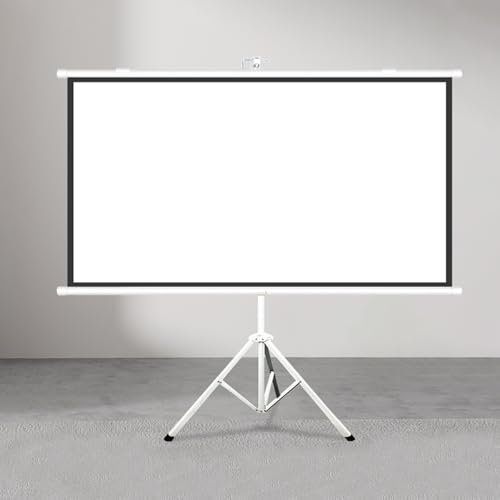 SXKJQER Tripod Screen 60/72 Pollici Schermo Proiettore con Supporto，Schermo di Proiezione Pieghevole，Schermo Proiettore Portatile 4:3/16:9, Schermo Rullo per Giardino Tela Proiettore(16:9,60)