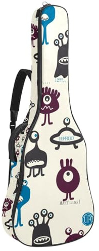 Eslifey Tasche für Akustikgitarre, Pop-Art, verstellbarer Schultergurt, Gitarrenkoffer, Gigbag 101,6 cm, 104,4 cm, 106,7 cm, Rot, Mehrfarbig 4, 42.9x16.9x4.7 in, Taschen-Organizer