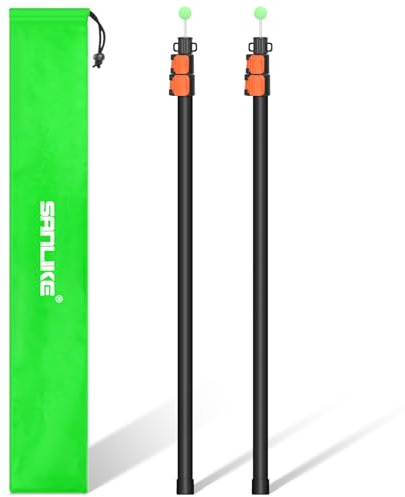 SANLIKE Tarp Poles Heavy Duty Telescoping 97 Adjustable Aviation Aluminum Canopy Rods Lengthen Thicken with Protection Cap Portable Poles for Tent Fly Awning Camping Hiking Set of 2