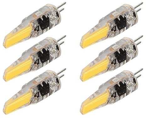 TOPINCN 6 Pcs 6W 500LM G4 LED Bulb, COB LED Light Lamp, Warm White G4 Lighting with Silicone Shell for Under Cabinet Light Ceiling Fan Lamp Wall Lightbulb (Warm White)