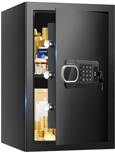 3.4 CUFT Large Home Safes Water and Fireproof, Fire Proof Safes with Spare Key and Electronic Keypad, Floor Safe with Removable Shelf, Safes for Home Use Fire and Water Proof