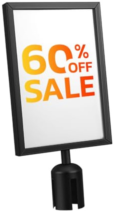 WOONEKY Stanchion Sign Holder with Retractable Barrier Belt Post Portrait Frame for Queue Management Airport Events and Crowd Control