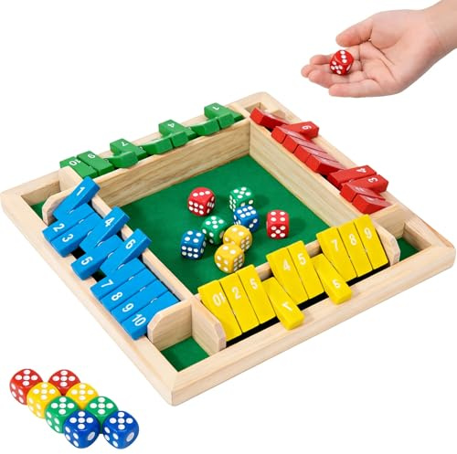 GREATRICH Shut The Box, schackträ och strategispel med brädspel tärningar barn, klassiskt träbrädspel för 1 till 4 spelare, perfekt som Perudo brädspel för vuxna och present
