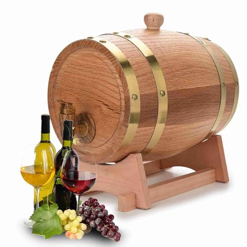 TIKATARER Vinfat Av trä i Ek, 1,5 3 5 10 Liters Kapacitet Handgjorda Fat med Lätt Att Dispensera Plastkran, för Förvaring Av Whiskybrandy Tequila (3L)