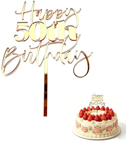 Daxiangsheng 50th Birthday Cake Topper for Milestone Birthday Party | Gold Acrylic Cake Topper, Crafted from Quality Acrylic, Ready to Use & Hassle-Free, Shimmering for Your Birthday Cake