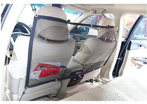 MUELODSIC Valla para Mascotas Negra de Fibra y Tela Oxford, Divisor de Coche para Perros Aislamiento y Fácil Desmontaje para Asiento Trasero del Coche