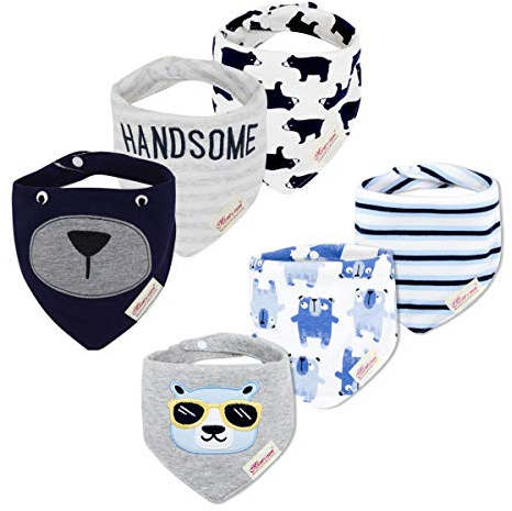 Casa Set de 6 Baberos ,Bebé Baberos Algodón suave Bandana Saliva Toalla Recién nacido Triángulo Bufanda para Niños Niñas dentición ,alimentación