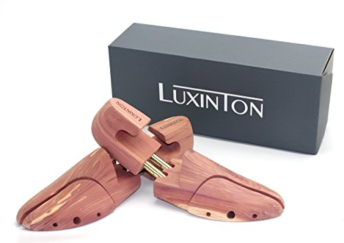 Luxinton Cedar Shoe Tree Boot Keeper for Men Luka Adjustable Shoetree Twin Tube Wood Shoe Shape, Yellow, EU 40 - 41 / Small / 7.5 - 8.5 US