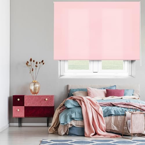 Blindecor Ara | Lichtdurchlässiges Rollo | Rosa | 160 x 175 cm (BxH) | Stoffgröße 157 x 170 cm | Rollos für fenster