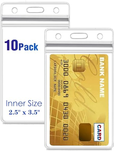 Vertical ID Card Name Tag Badge Holder with Waterproof Type Resealable Zip (Vertical Id, 10 Pcs)