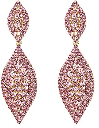 EVER FAITH Blatt Kristall Ohrringe für Damen Party Hochzeit | Charm 2 Blatt Drop Baumeln Ohrstecker
