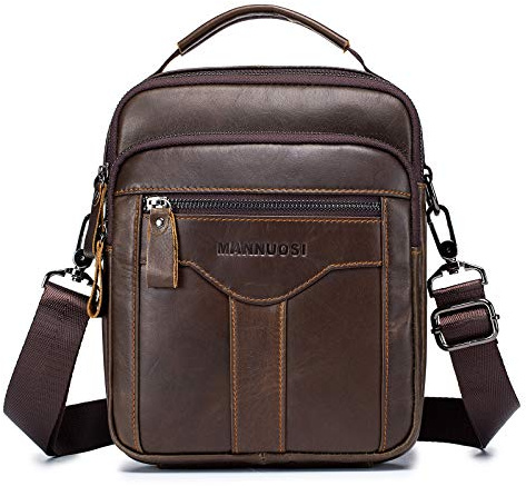 MANNUOSI Herren Schultertaschen business Freizeit Henkeltaschen echtleder vintage Handtaschen