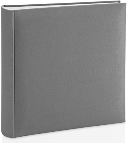 Hama Fotoalbum mit Stoffeinband 30x30 cm (Jumbo Fotobuch mit 100 weißen Seiten, Photoalbum mit Pergamin-Trennblättern, Album zum Selbstgestalten und Einkleben) grau
