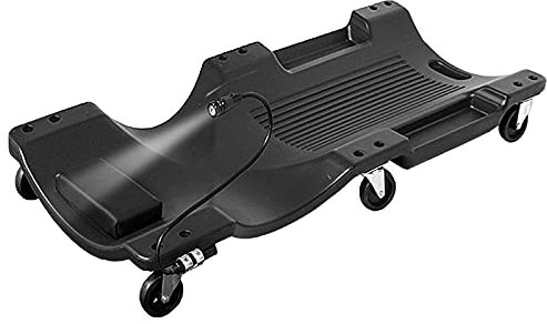 ARCH Mechanikerwagen-Rollbrett Werkstatt Crawler-Board-Werkstatt-Garage, Aus Hochdichtem Polyethylen, 2 Lagerfächer, Mit Kopfstütze Und Licht (Color : Black)