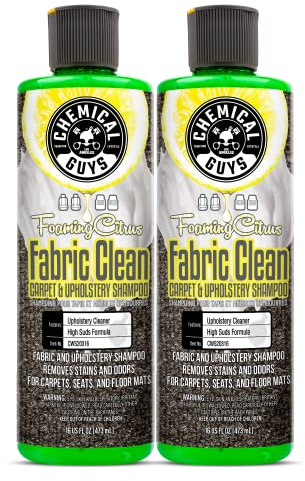 Chemical Guys CWS2031602 Foaming Citrus Fabric Clean Carpet & Upholstery Shampoo & Odor Eliminator (Car Carpets, Seats & Floor Mats), Safe for Cars, Home, Office, & More , 16 fl oz, 2 Pack