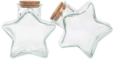 Magic Season Dekorative Glasflaschen mit Korkverschluss (296 ml Flaschen in Sternform / 2 Stück)