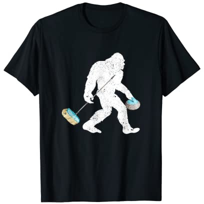 Funny Bigfoot Sasquatch Curling Cute Winter Sport Curler T-Shirt