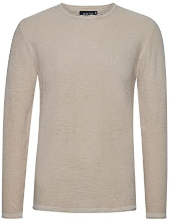 Indicode IDKarpo Stickad tröja för män, finstickad tröja med rund hals, Dimma (004), XXL