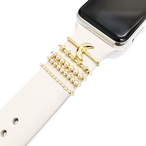 Boucles d'anneau décoratives en acier inoxydable Bijoux Accessoire de bracelet de montre Compatible avec Apple Watch Bracelets en Charms pour Galaxy Watch Band Fit for All Watch Bands 7