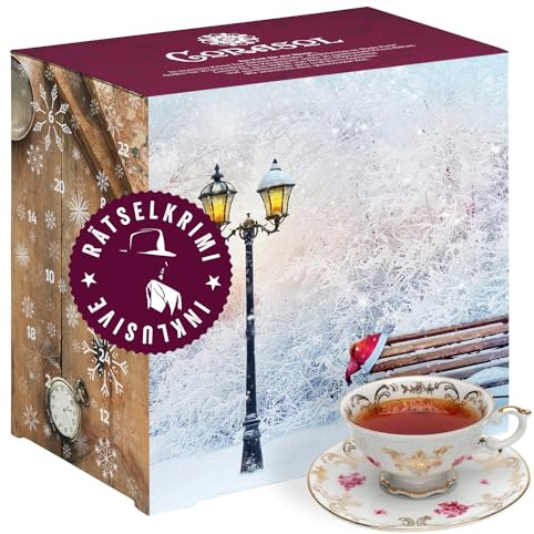 Corasol Krimi & Tee Adventskalender 2025 Entführung im Hyde Park (2. Fall) mit 24 losen Tees & Rätsel-Krimi (228 g)