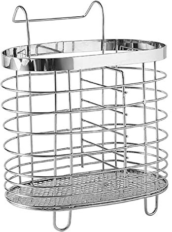EdirFtra Portaposate, Organizzatori di lavelli da Cucina, Portautensili in Acciaio Inox, Organizzatore di Utensili Posate Caddy Drainer, Posateria Drainer con Ganci per Utensili da Cucina,B