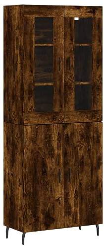 vidaXL Aparador Alto Madera contrachapada Roble Ahumado 69,5x34x180 cm