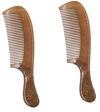 Ipetboom 2pezzi Pettine Legno Di Pesca Con Manico Doppia Faccia Comb Attrezzatura Per Parrucchiere Leggero e Portatile Per Casa e Viaggi Superficie Liscia Per Uso Confortevole Per Senza