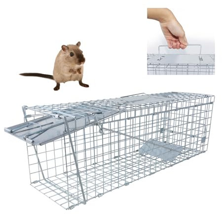 HSHa Marderfalle Wetterfeste 62cm x 19cm x 22cm Tierfalle Lebendfalle für Ratten Marder, Falle Lebendfallen 1 Eingänge