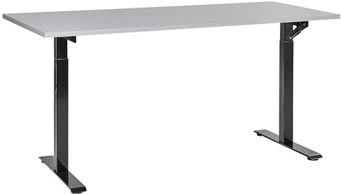 Beliani Höhenverstellbarer Schreibtisch mit Kurbel grau/schwarz 160x72 cm DESTINES