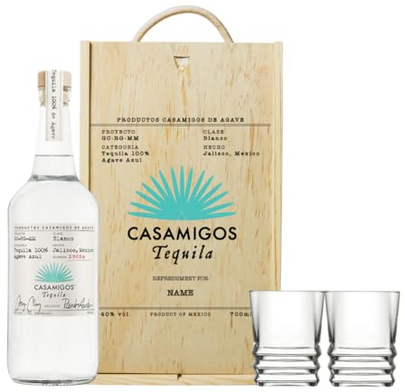 Personalised Casamigos Tequila Blanco Gift Set with Shot Glasses – 70cl Bottle (40% ABV) in Luxury Presentation Box – Premium Agave Spirit for Birthdays, Celebrations, Thank You & Special Occasions