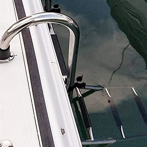 Scaletta per barca da pesca, pieghevole, telescopica, per barche a scomparsa a quattro gradini, con cinghia di fissaggio ad arco e corrimano, per anziani e adulti