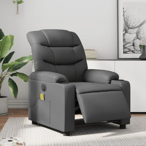 Hommdiy Massagesessel Elektrisch Grau Kunstleder Innen Massagesessel