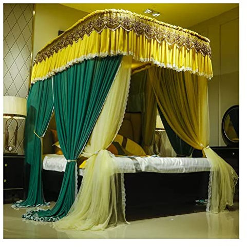 itonc Bett Vorhang Luxus Doppel Bett Baldachin europäischen Stil Bett Vorhang Mit Halterung, Frühling/Sommer/Herbst/Winter Schlafzimmer Dekoration (Farbe : A, Größe : 180X200Cm/71X79In)
