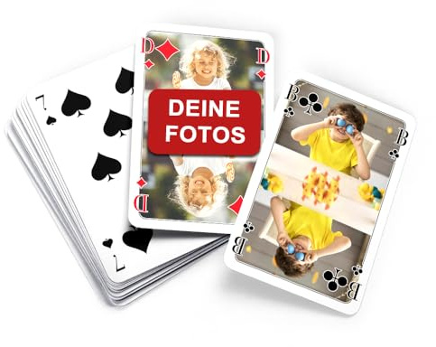 MEINSPIEL - Personalisiertes Mau-Mau Kartenspiel Deck - Eigene Fotos auf den Karten - Reise- und Gesellschaftsspiel - Fotogeschenk für Kinder und Erwachsene - Ab 6 Jahren - Inkl. Kartenbox