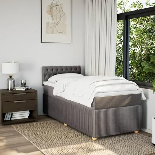 IKAYAA Bett 100x200 mit matratze und lattenrost Boxspringbett 100x200 mit Matratze Polsterbett 100x200 Bett mit matratze und Topper Stoff-Taupe-100 x 200 cm