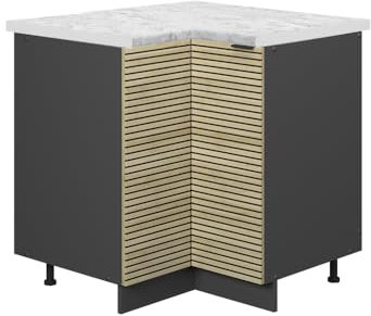 Vicco Eckunterschrank Fame-Line, Eiche Paneel, 80.5 cm, AP Marmor, zur Kombination mit weiteren Modulen der Fame-Line Serie