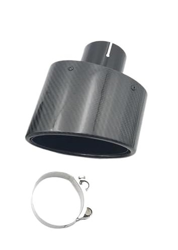 FUNFOB Auspuffblenden 1 Stück Ovales Abgeschrägtes Glänzendes Carbon-glänzendes Schwarzes Edelstahl-Auspuffrohr Für Auto-Schalldämpfer-Endrohre Auspuffblende(80MM-150MM Black)